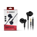 Sigma S12 – In-Ear Headphones with Inline Remote Control, Powerful Bass, Clear Sound, Comfortable fit and Microphone in Black/White. 