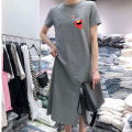 【ALLGOOD】Short-sleeved T-shirt skirt women's summer long knee-length loose large size women's new mid-length dress lazy skirt. 
