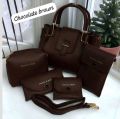 5 Pcs HandBag Set For Girls Good Quality Small Pouches Light Weight Material: Soft Leather Long Strap 8 Colors   Must Watch Real Video   Bulk Quality Available  Most Tr. 
