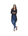 Black Viscose Sleeveless Shrug for Women. 