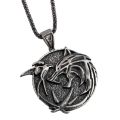 Vintage Gothic Fashion Witch wizard Pendant Necklace Wolf Head Bird Shape Geralt Animal Collar Chain Punk Bijouteries For Men. 