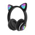 Cat Ear Wireless Bluetooth Headphones - Glowing LED Light-Up Foldable Headset for Kids and Adults. 
