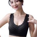 New Latex  Silk Sport  Bra Women Ultra Thin Sports Bra Seamless Wireless Breathable Sleep Vest Padded Bra - Women's No Steel Ring Brassiere Solid Widened Shoulder Strap Comfortable Ice Silk bra (size  XS-2XL all color availabe ). 