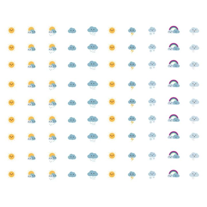 1 PCS Cute Face Weather Icon Decor Korean Aesthetic Book Journal Stickers Scrapbooking Stationery Sticker Flakes Art Supplies
