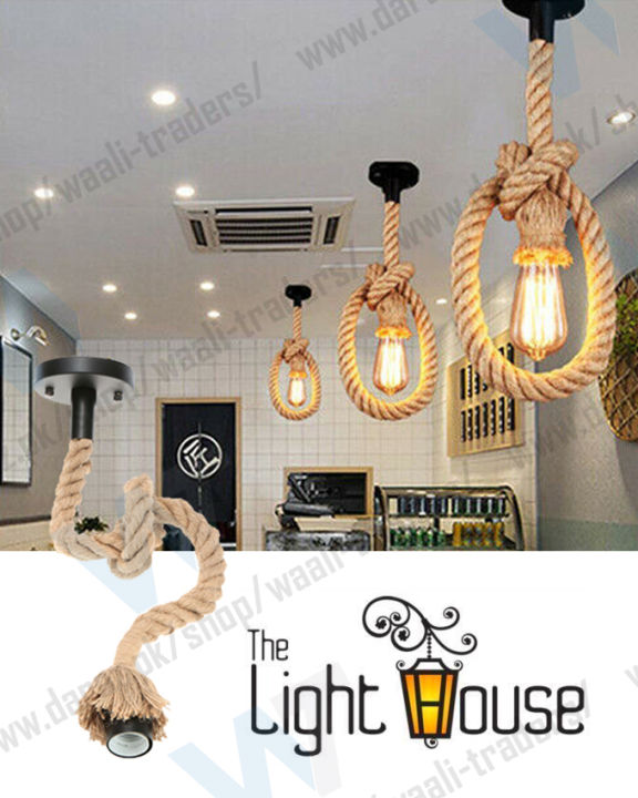 Celling Led Rope Hanging Rustic Rope Celling Light for Restaurant or Home and Office ...