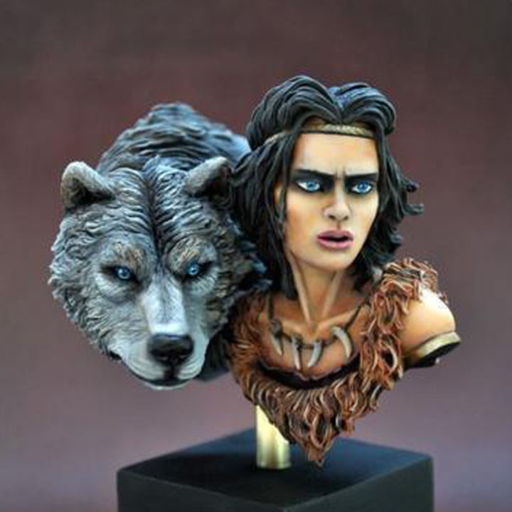 Wild Wanderer 1/10 resin bust model character bust movie sci-fi wolf girl GK white model hand-made X256