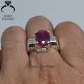 Ruby Stone Ring , 925 Sterling Silver Ruby Gemstone Ring , Yaqoot Ruby Manik Ring. 