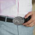 Men's Simple Western Cowboy Belt Buckle Cool Fashion Engraved Floral Vintage Style , Antique Silver. 