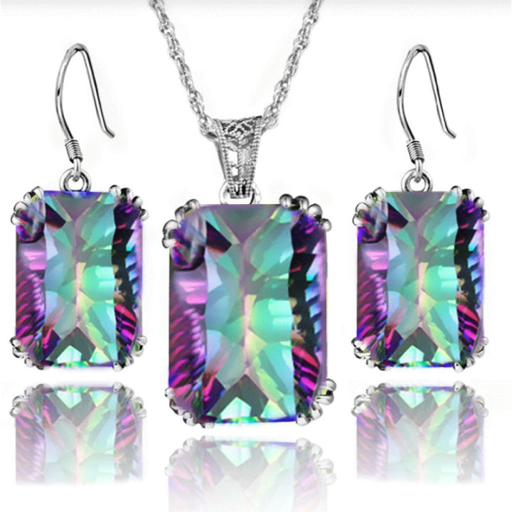 Juego De Joyería EVER FAITH - Collar, Pendientes Y Pulsera De Cristal Para Boda/regalo