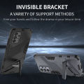 Relaxtoo For Samsung Galaxy A72 4G 5G Punk Phone Case For SamsungA72 GalaxyA72 4G 5G Case Cover Hard Shockproof TPU Back Cover Metallic Stylish Shockproof Phone Safety Case With Holder. 