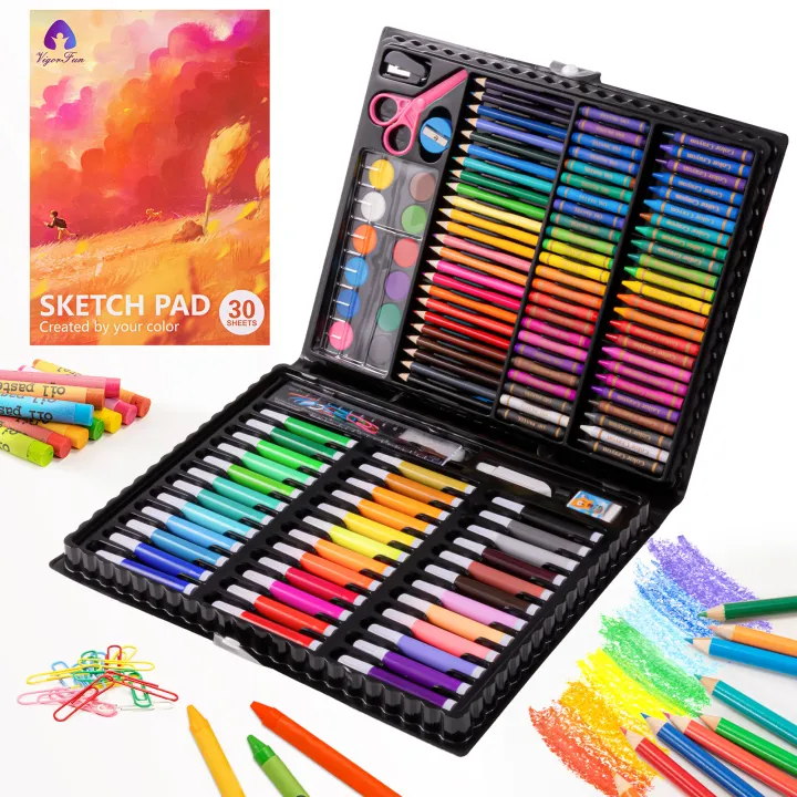 Kids Colouring Kit – 150 Pcs Colour Box Set for Drawing, Sketching ...