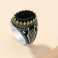 Vintage Black Stone Crown Rings For Men and Boy - Pack of 01. 