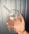 Drinking Glasses with Lids and Glass Straw,450ml Can Shaped Glass Cups,Beer Glasses,Iced Coffee Glasses,Cute Tumbler Cup for Cocktail,Coffee.68/L1. 