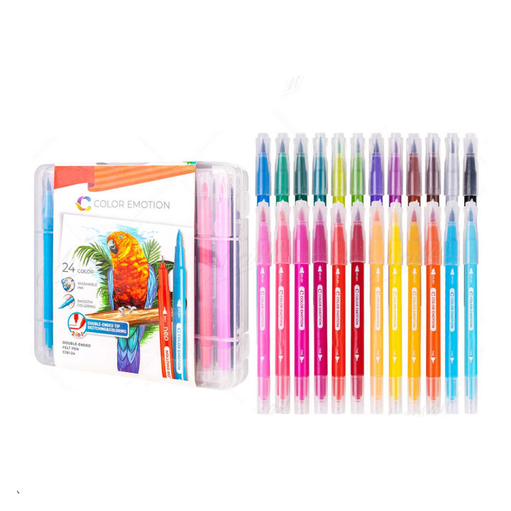Double Ended Marker Felt Pen Brush / Micron Tip Markers (12 - 24 Markers)