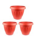 Pack of 3 Extra Large Size Plant Pots Diameter 11 Inches With Drainage Holes Outdoor And Indoor Plant Pots - Red. 