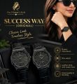 SUCCESS WAY Original Women’s Watch | Quartz Movement, Slim Design, Leather Strap with Master Lock | Black & White Dial |. 
