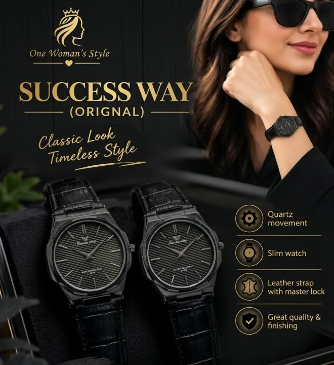 SUCCESS%20WAY%20Original%20Women%E2%80%99s%20Watch%20%7C%20Quartz%20Movement,%20Slim%20Design,%20Leather%20Strap%20with%20Master%20Lock%20%7C%20Black%20&%20White%20Dial%20%7C%20-%20Image%202