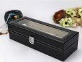 6/10/12 Slot Black PU Leather Watch Storage Box. 
