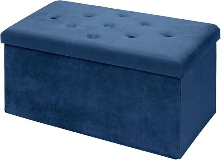 New Velvet Ottoman Storage Benches Folding Stool Soft Cushion Footrest Toy Storage Box Seat for Living Room Poof Foot Stool,38x76cm