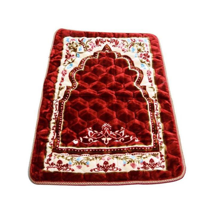 Prayer Mat Maroon Velvet with Foam Jaye Namaz