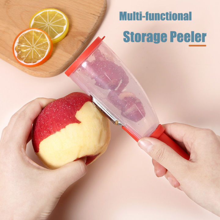 Fruit Peeler Vegetable Peeler with Container, Stainless Steel Multi-function Storage Type Peeling Knife with Barrel, Vegetable and Fruit Peeler for Veggies and Fruits