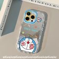Fashion Doodle Cartoon Happy Doraemon Caseing Compatible for IPhone 11 15 13 12 14 Pro Max XR 7Plus 15 8 Plus X XS Max Luxury Bracelet Make Up Mirror Soft Cover. 