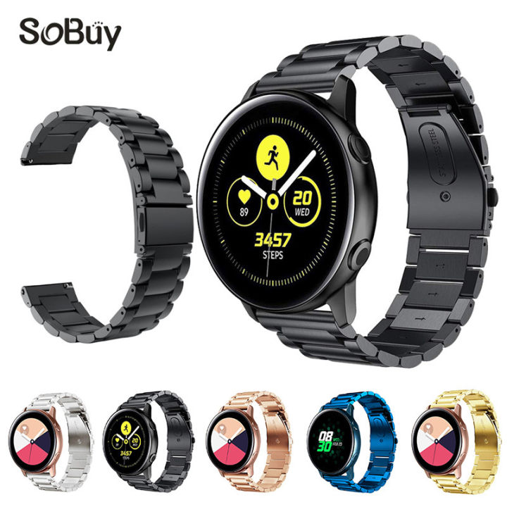 [autismaut] Suitable for Samsung Watch Galaxy Watch 4/5/6 Active 2 Stainless Steel Metal Three-Bead Strap 20