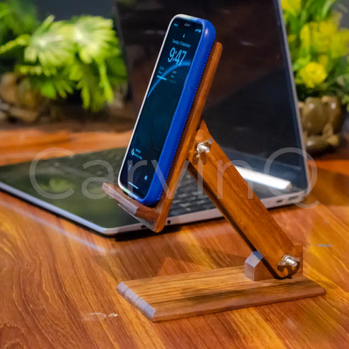 Universal Adjustable Phone & Tablet Stand | Foldable, Portable Design for Smartphones & Tablets of All Sizes | Hands-Free Viewing & Comfort | Perfect for Desktops, Travel & More | Wooden Phone Holder