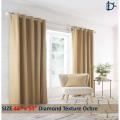 Jacquard Curtains Set, Lined Eyelet Curtains for Room - Diamond Texture Ochre - Pack of 2. 