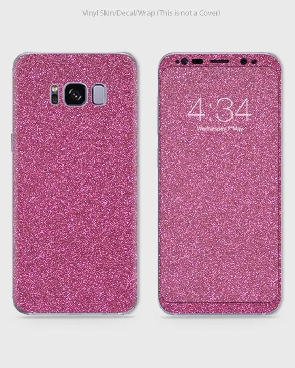 Samsung%20S8%20Plus%20Phone%20Skin%20Front%20Back%20And%20Sides%20Petal%20Pink%20Glitter%20Texture%20Skin%20-%20Image%203
