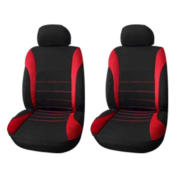 Front Car Seat Covers Front Ready Sport Bucket Seat Cover, 4-Piece Set Automobiles Seat Covers (Black + Red)