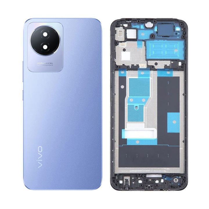 Premium Back Body Casing For Vivo Y02 Blue - Complete Back Housing with Camera Lens