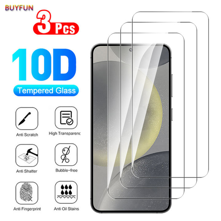For Samsung Galaxy S24 3Pcs HD Screen Protector Front Tempered Glass Film For SamsungS24 GalaxyS24 Full Cover Glass Drop Proof