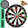 2 in 1 Double Sided Dart Board Game - With 6 Darts - Size 12"/15''/17''. 