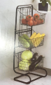 3-Tier Wire Basket Stand - Snack Fruit Vegetable Produce Metal Hanging Storage Bin for Kitchen Pantry - Free-Standing or Stacking Organizer - Discounted Offer. 
