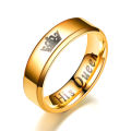 Bague De Mariage En Or His Queen Her King Printed Engravable Couple Rings Titanium Steel Crown Rings for Women and Men. 