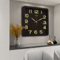 Hitco Walll Clock - Square Night Vision Clock - 13x13" Wooden Brown Watch Best Quality - Step Movement - Wall Clocks for Bedroom / Living Room / Decor - Clock Wall Stylish - Decorating Item. 