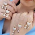 Luxury Heart Three Boy Girl Pendant Necklace Color Cubic Zirconia Stone Choker Necklace Kids Women Jewelry. 