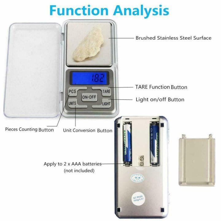 High Quality LCD Digital Pocket Scale - portable Weight Gram Jewelry Electronic Scale - LCD Display Automatic Shutoff - Gold Test Kit Diamond Tester Precious Metal Testing - Weighing machine Handheld scale Imported Pocket Scales