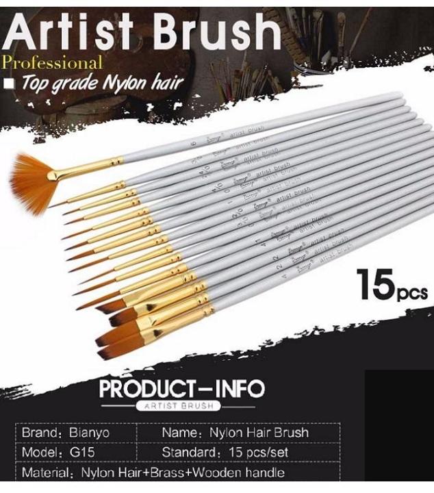 G15%2015Pcs%20Paint%20Brush%20Different%20Shape%20Nylon%20Hair%20Brush%20Set%20For%20Painting%20-%20Image%202