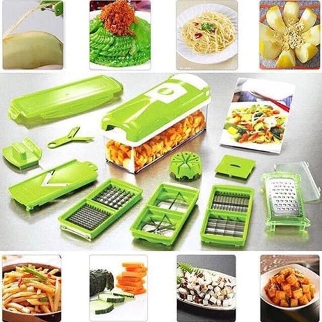 12 in 1 Multipurpose Chopper, Fruits & Vegetable Cutters, Grater Peeler Chipser, Unbreakable Food Grade Body, Easy Push to Clean Button Slicer Dicer, Chopper for Kitchen