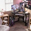 Corner Computer Desk with Keyboard & Storage Shelves. 