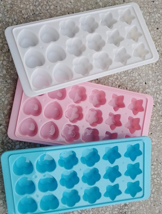 Set of 3, Ice Cube Tray Plastic Ice Tray Sakura Star Heart Shape