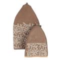 Brown Suede Embroidered tea Cozy Kettle Cover & Milk-pot/Mug Cover 2 Pcs. 