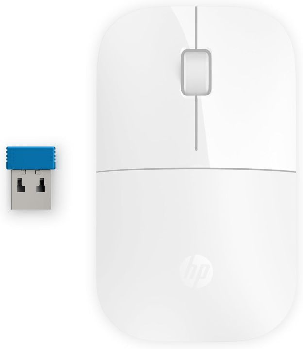 HP Z3700 White 2.4 GHz USB Slim Wireless Mouse with Blue LED1200 DPI Optical Sensor, Up to 16 Months Battery Life