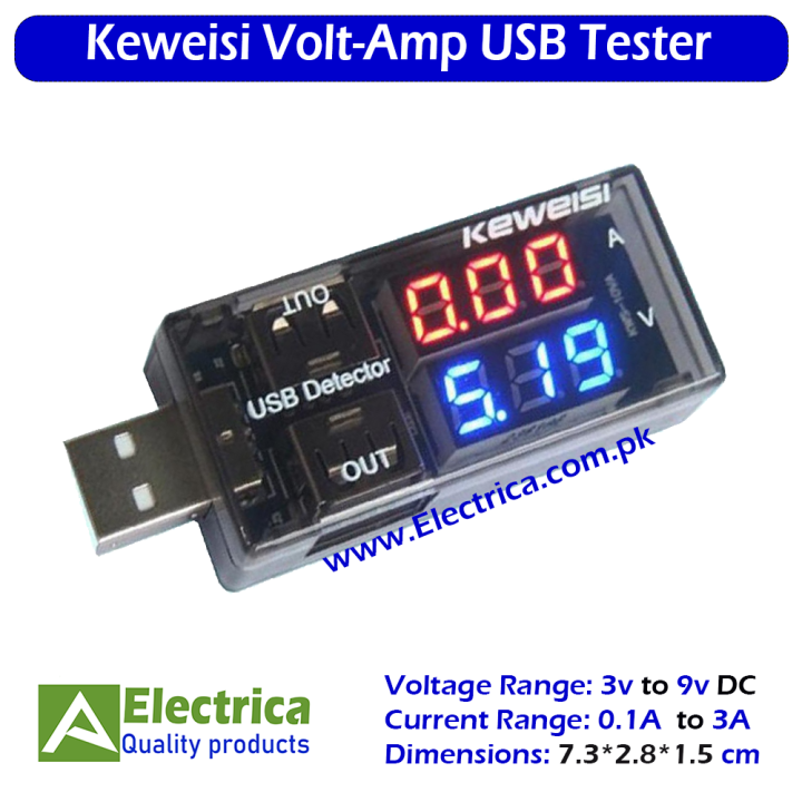 Mobile Power Bank Voltage and Ampere Tester Volt Amp Tester for Wall Charger 3 to 9v Upto 3A By Electrica