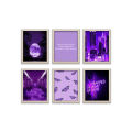 Purple Aesthetics Frame set 6 Pcs Motivational Quotes Set Collage 5x7" size Photo Wall Decoration Photo Frame Wall Hanging Home Decoration Picture Gallery for Living Room Bedroom Study Room. 