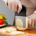 Crinkle Fries Cutter Knife with Handle Potato Slicer – Stainless Steel Crinkle Knife – Multifunctional Knife Wavy Edged Potato cutter – Wavy Chopper – Wavy Potato Slicer – Vegetable & Fruit Wavy knife. 