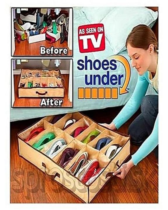 12 Shoes Under Bed Storage Rack Organizer