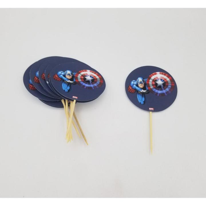 CAPTAIN AMERICA THEME CUPCAKE TOPPERS PACK OF 10 CUPCAKE TOPPERS